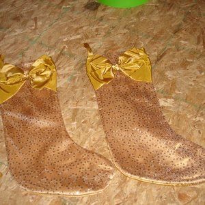 pair of gold Christmas stockings